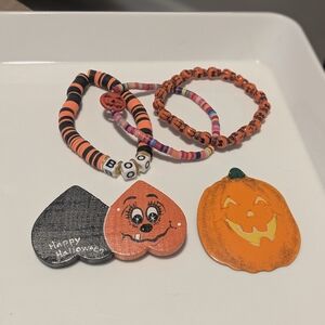 Halloween Bracelets and Vintage Brooches Set